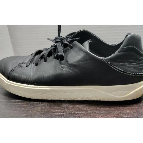 OluKai Lae’ Ahi Li ‘ILi Leather Lace Up Casual Sneakers Black Shoes Mens Size 9