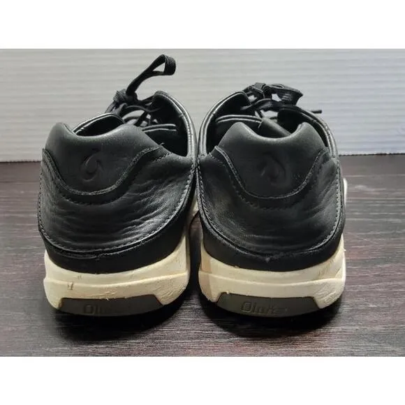 OluKai Lae’ Ahi Li ‘ILi Leather Lace Up Casual Sneakers Black Shoes Mens Size 9