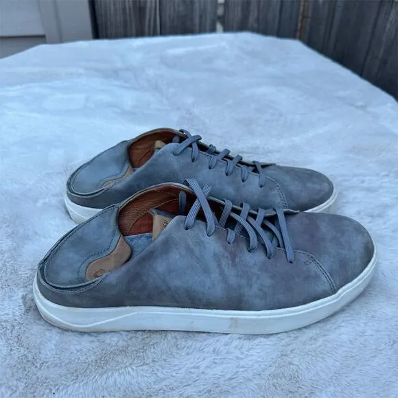 OluKai Men's Leather Sneakers Stone Size 10.5 Casual Convertible Design