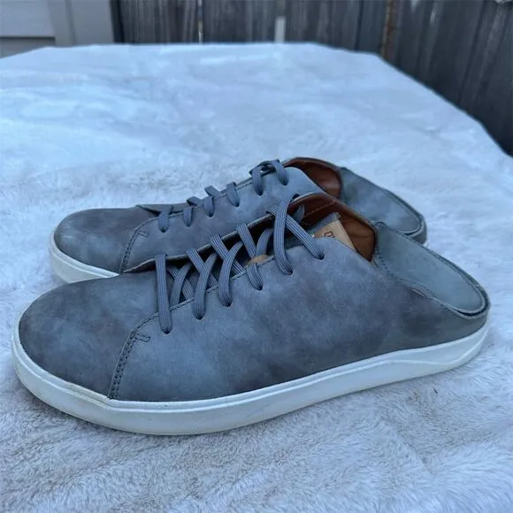 OluKai Men's Leather Sneakers Stone Size 10.5 Casual Convertible Design