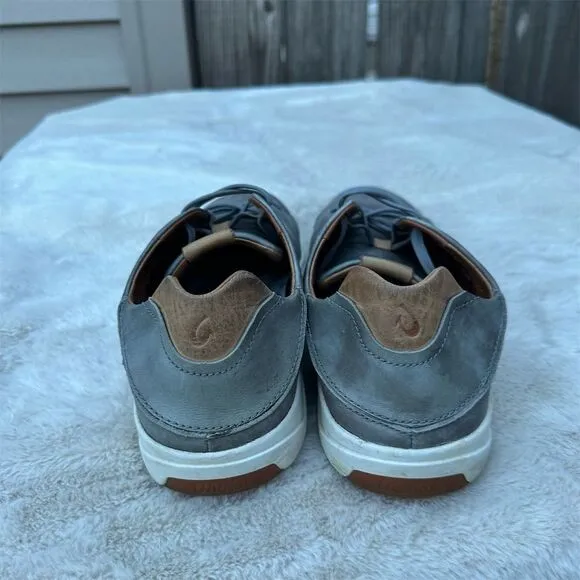 OluKai Men's Leather Sneakers Stone Size 10.5 Casual Convertible Design