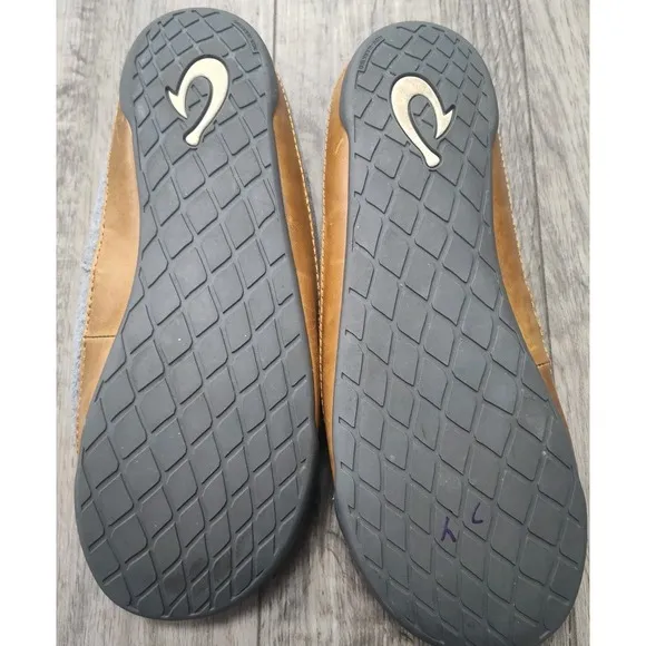 Olukai Mens Slippers Men's 10 Mahana Slip On Comfort Support Gray Shoes Luxury
