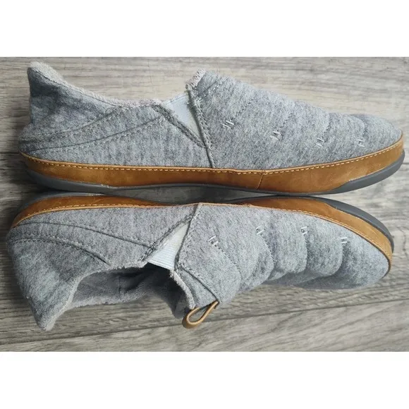 Olukai Mens Slippers Men's 10 Mahana Slip On Comfort Support Gray Shoes Luxury