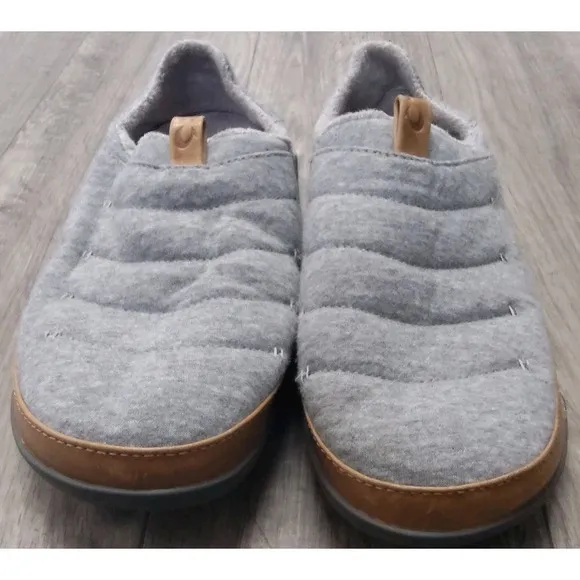 Olukai Mens Slippers Men's 10 Mahana Slip On Comfort Support Gray Shoes Luxury