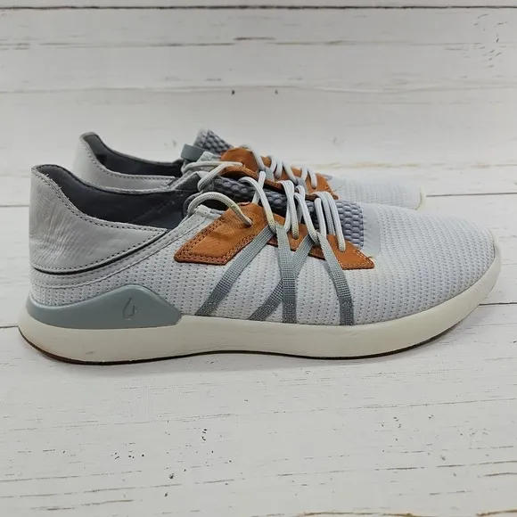Olukai Mio Li Gray Brown Blue Lightweight Casual Sneaker Shoes Men Size 10.5