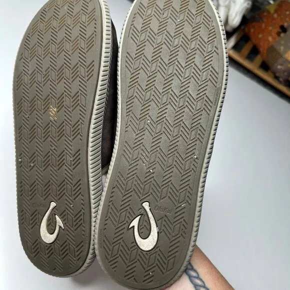 Olukai Mua 'Ili Leather Mule Slippers