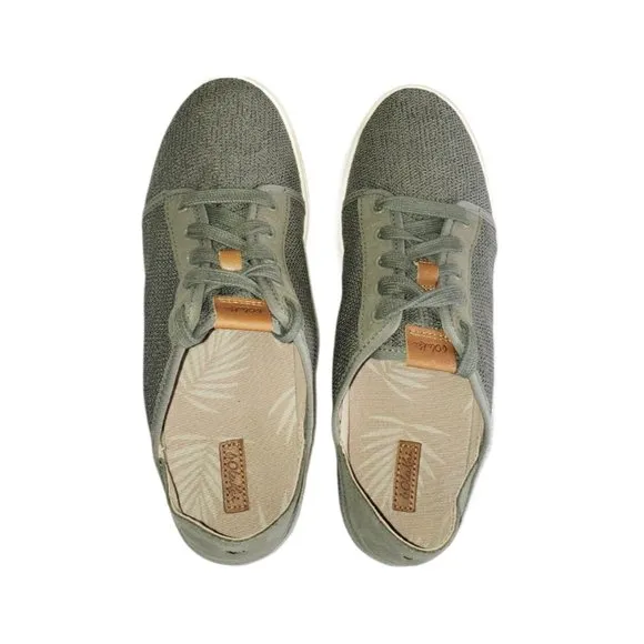 OluKai Pehuea Li Taupe Lace Up Sneakers Shoes Olive Green Women's Size 9.5