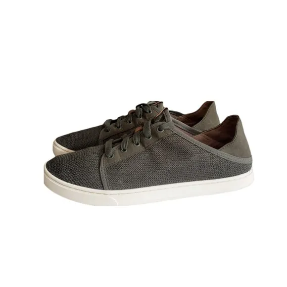 OluKai Pehuea Li Taupe Lace Up Sneakers Shoes Olive Green Women's Size 9.5