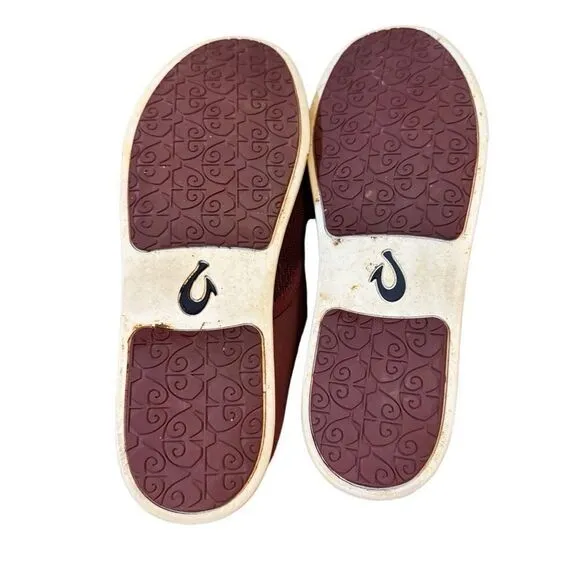 OluKai Pehuea Slip On Loafer Sneakers in Red Sea Salt Burgundy Size 12 Women’s