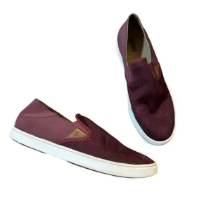 OluKai Pehuea Slip On Loafer Sneakers in Red Sea Salt Burgundy Size 12 Women’s