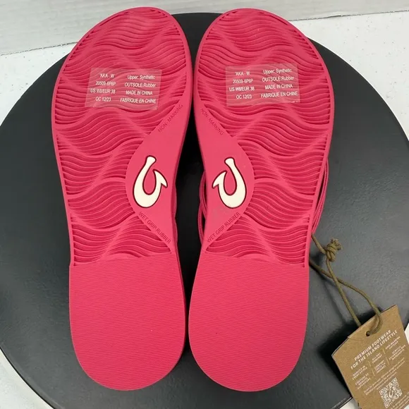 Olukai Womens Aka Pink Plumeria Flip Flop Thong Sandals 20509-6P6P Shoes Size 8