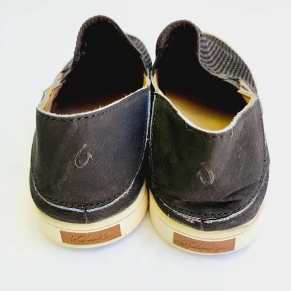 OluKai Women's Black Pehuea Casual Slip-on Sneakers - Women's 9