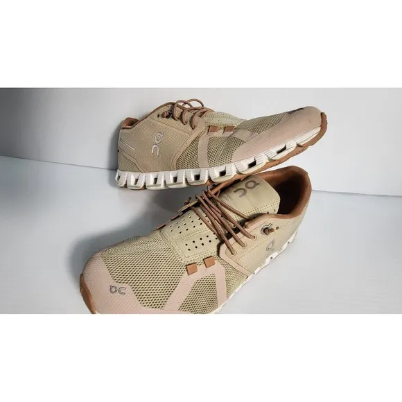 On Cloud Running Shoes Lightweight Comfort Sneakers Tan Beige Women's