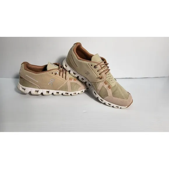 On Cloud Running Shoes Lightweight Comfort Sneakers Tan Beige Women's