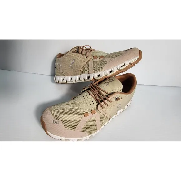 On Cloud Running Shoes Lightweight Comfort Sneakers Tan Beige Women's