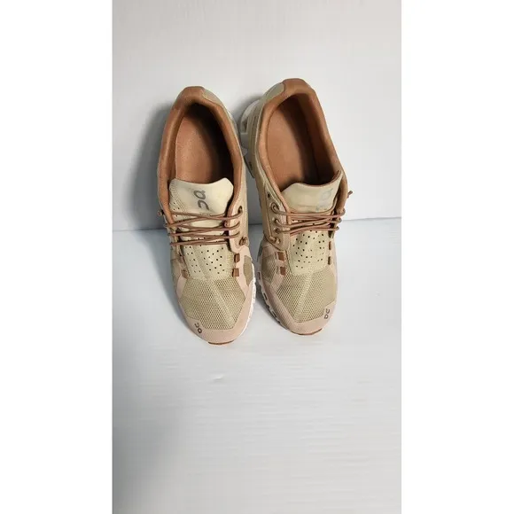 On Cloud Running Shoes Lightweight Comfort Sneakers Tan Beige Women's