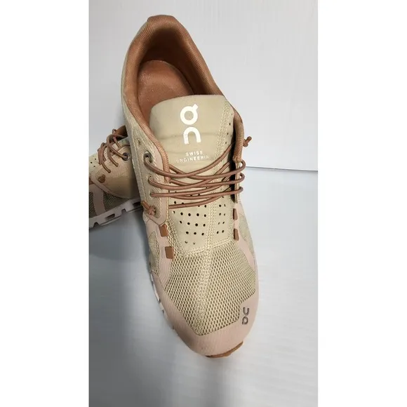 On Cloud Running Shoes Lightweight Comfort Sneakers Tan Beige Women's
