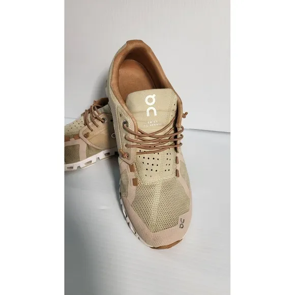 On Cloud Running Shoes Lightweight Comfort Sneakers Tan Beige Women's