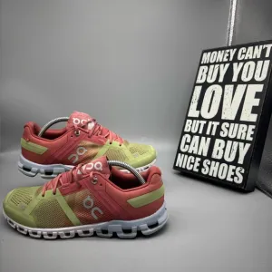 On Cloudflow Womens Athletic Running Shoes Sneakers Pink Green Size US Size 7