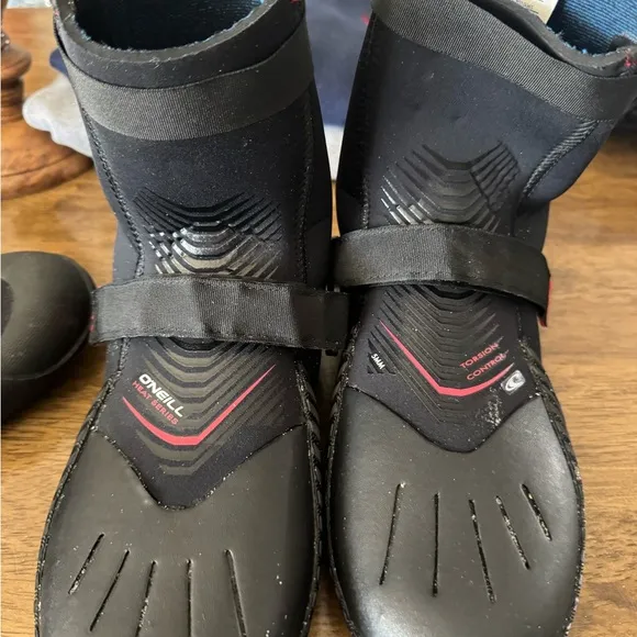 O'Neill Black and Red Wetsuit Boots