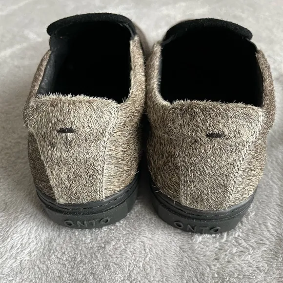 ONTO premium crafted slip on cowhide hair unisex sneakers size men 7 / women 8.5