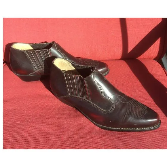Original Western Boots by Standy Made in France Size 43 US 9 Red Brown Leather