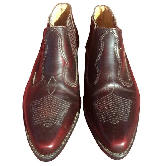 Original Western Boots by Standy Made in France Size 43 US 9 Red Brown Leather