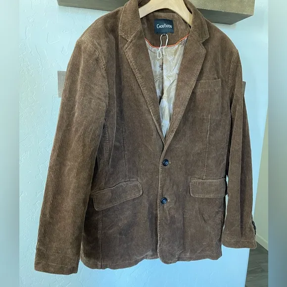 Oversized Corduroy Boyfriend Blazer in Neutral Brown—Size LARGE, NWOT
