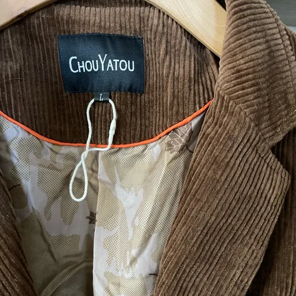 Oversized Corduroy Boyfriend Blazer in Neutral Brown—Size LARGE, NWOT