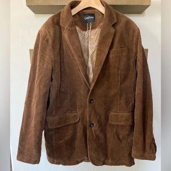 Oversized Corduroy Boyfriend Blazer in Neutral Brown—Size LARGE, NWOT