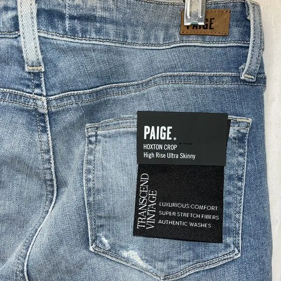 Paige Hoxton Crop Jeans in Atterbury with Torn Back Hem Size 29 NWT