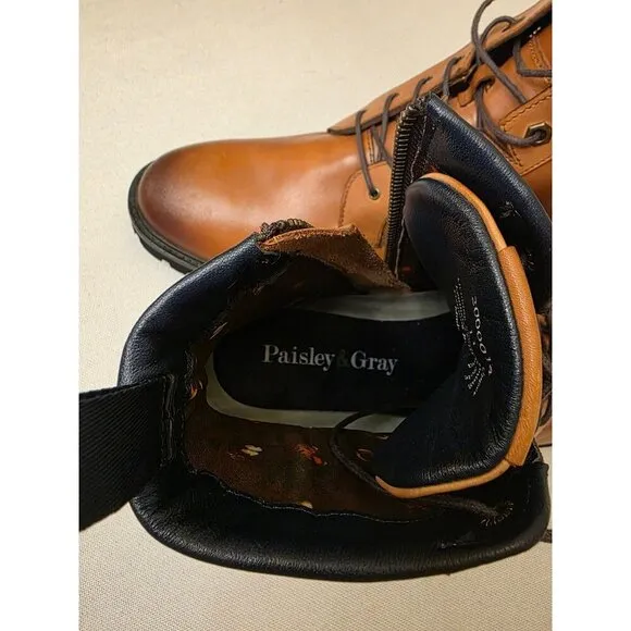 Paisley &amp; Gray Mens Leather Boots Size 11 With Rubber Sole &amp; Textile Lining Pais