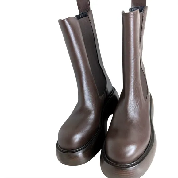 Paloma Barcelo Marlon Brown Leather Ankle  Boots... Size 36/ US Size 5.5....