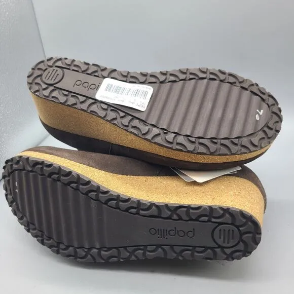 Papillio Birkenstock Ebba Women Boots Cork wedge Heel Brown Nubuck Zip 10 41 New