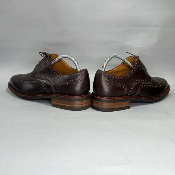 Paraboot Cousu Derby Men's Size 8.5 Brown Leather Wing Tip Goodyear Dress Shoes