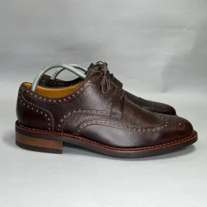Paraboot Cousu Derby Men's Size 8.5 Brown Leather Wing Tip Goodyear Dress Shoes