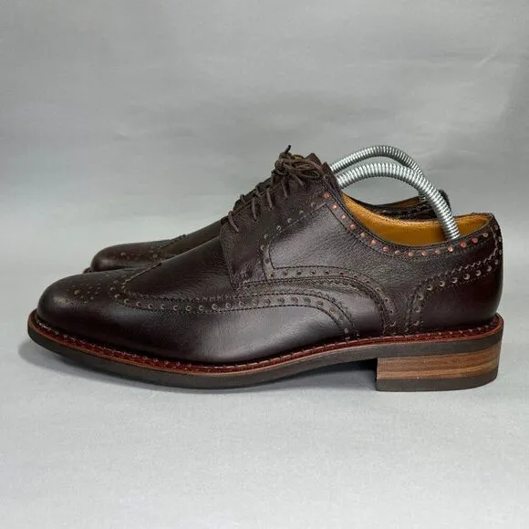 Paraboot Cousu Derby Men's Size 8.5 Brown Leather Wing Tip Goodyear Dress Shoes