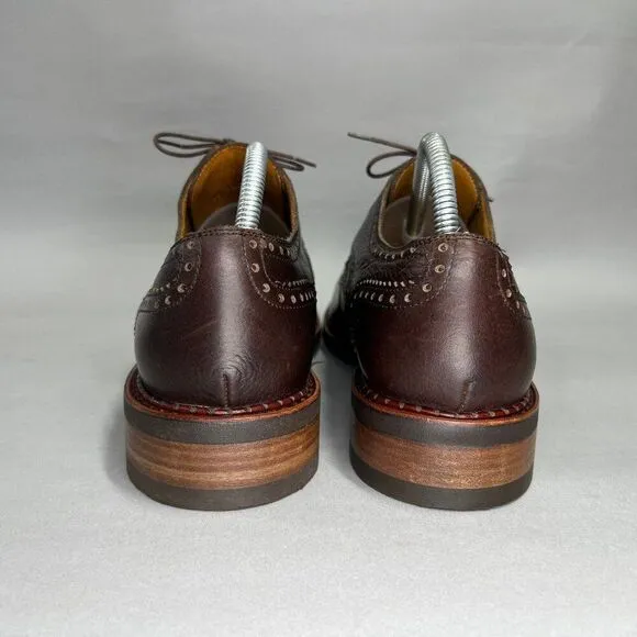 Paraboot Cousu Derby Men's Size 8.5 Brown Leather Wing Tip Goodyear Dress Shoes