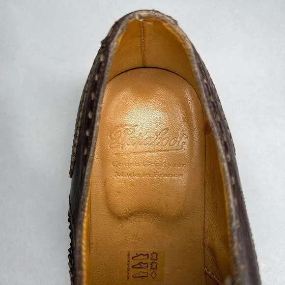 Paraboot Cousu Derby Men's Size 8.5 Brown Leather Wing Tip Goodyear Dress Shoes