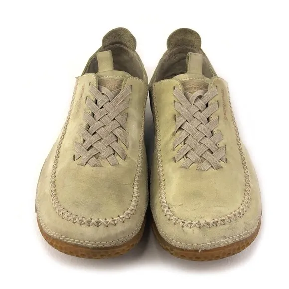 Patagonia Rimu Taupe Leather Slip on Moccasin Boots 10.5
