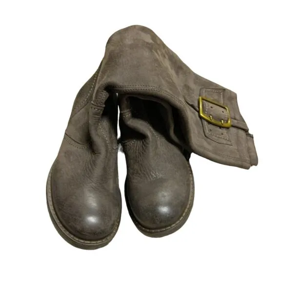 Paul green kendra tall buckle brown leather calf boots