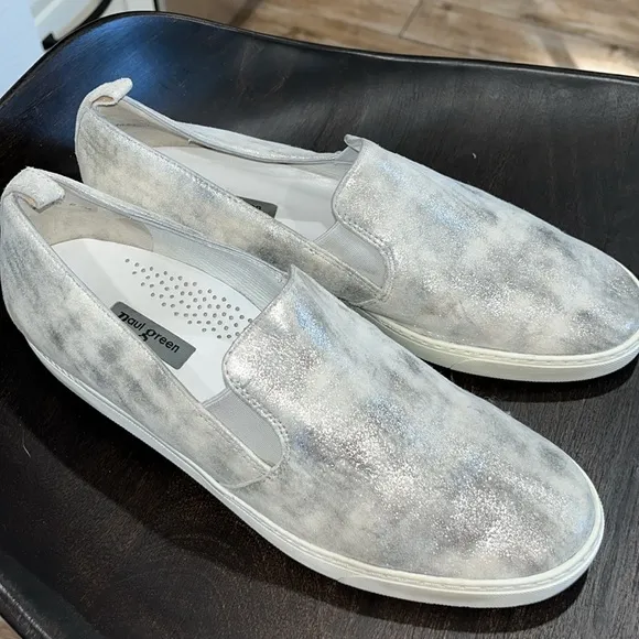 Paul green leather silver washed sneakers