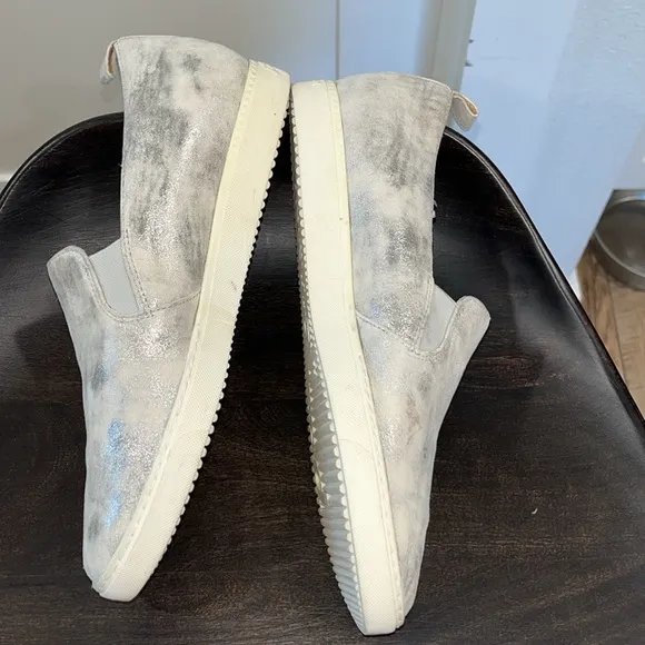 Paul green leather silver washed sneakers