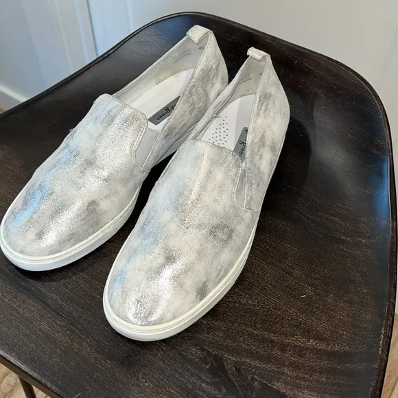Paul green leather silver washed sneakers
