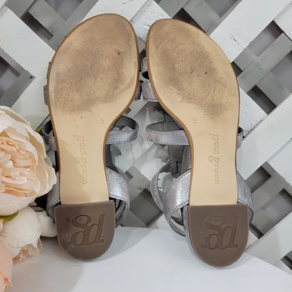 Paul Green Silver Floral Sandals Size 7.5