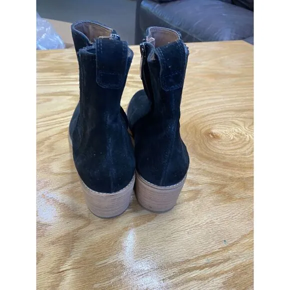 Paul Green Suzette Ankle Boots Women's 8.5 Black Suede Slip-On Side Zip S70