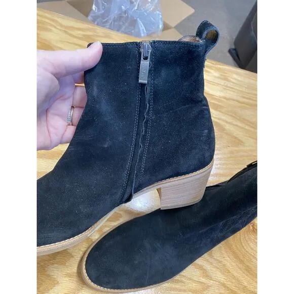 Paul Green Suzette Ankle Boots Women's 8.5 Black Suede Slip-On Side Zip S70