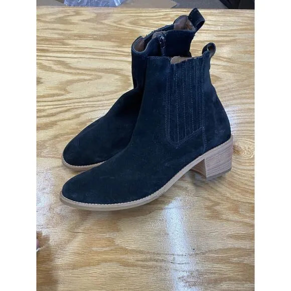 Paul Green Suzette Ankle Boots Women's 8.5 Black Suede Slip-On Side Zip S70