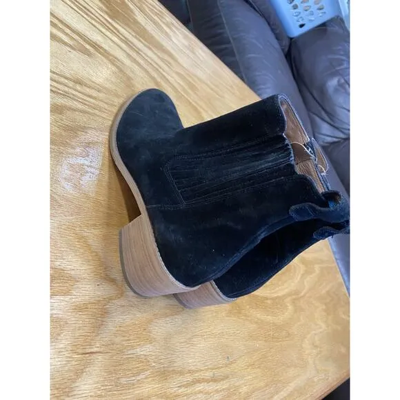 Paul Green Suzette Ankle Boots Women's 8.5 Black Suede Slip-On Side Zip S70