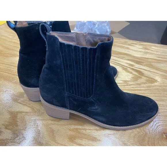 Paul Green Suzette Ankle Boots Women's 8.5 Black Suede Slip-On Side Zip S70